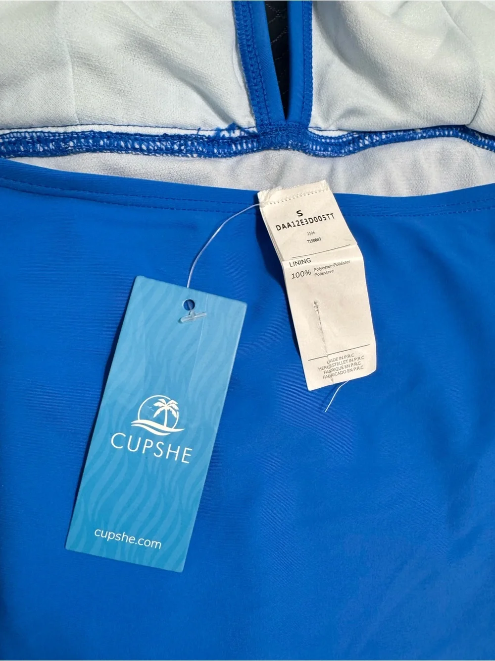 NWT Cupshe Blue Halter One Piece Swimsuit Ruched Size S